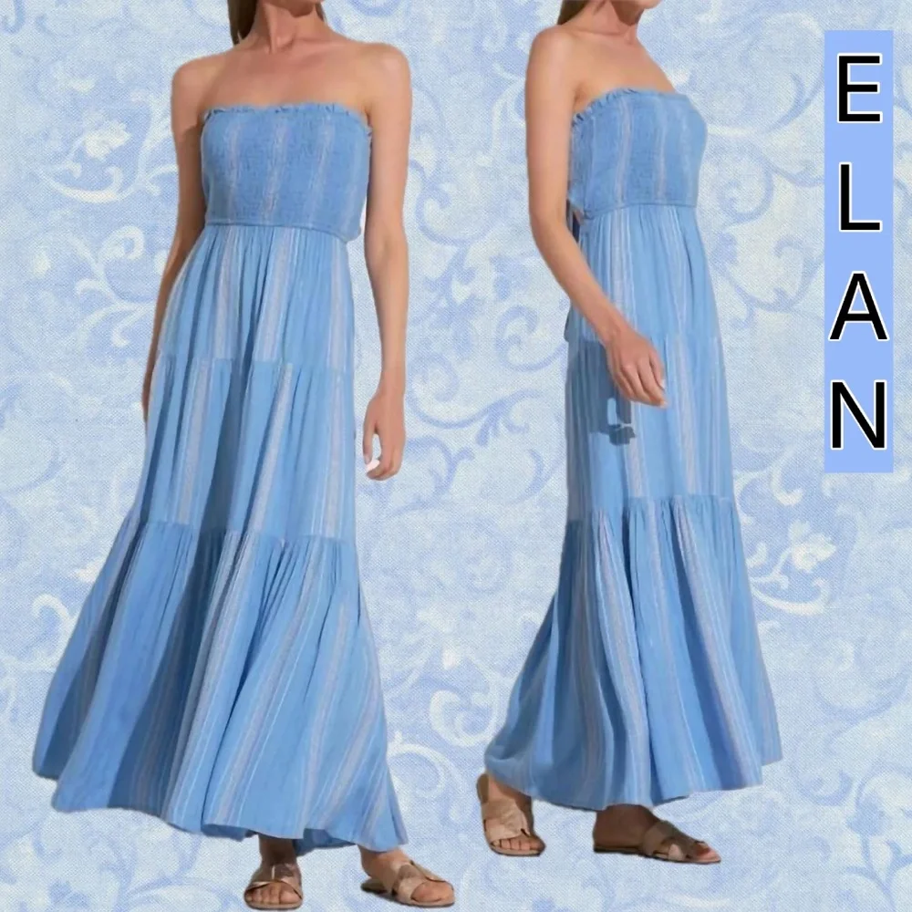 Elan Blue Lagoon Maxi Dress 🩷NWT SIZE MED Casual Chic Resort - Picture 1 of 3